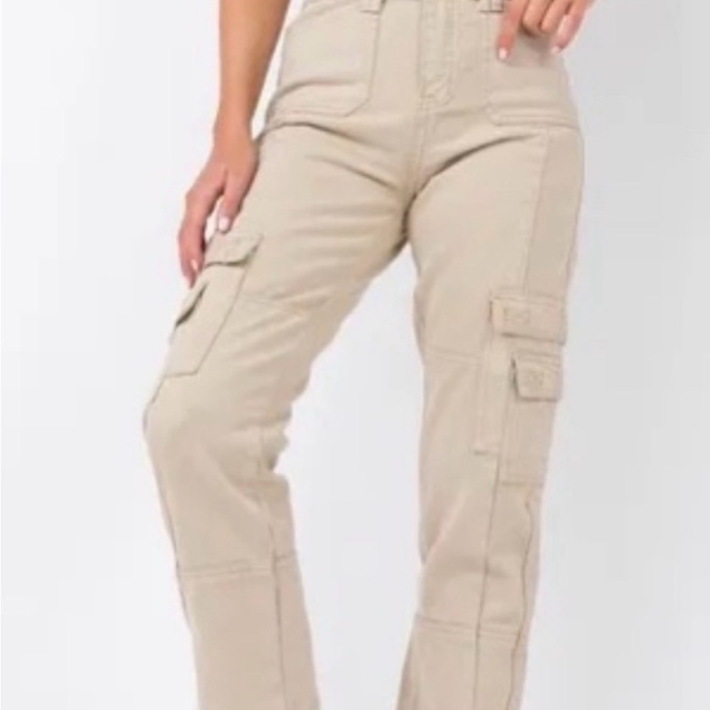 Lioness The Stacey Beige Denim Beige Cargo Jeans Size 4 - Picture 12 of 13